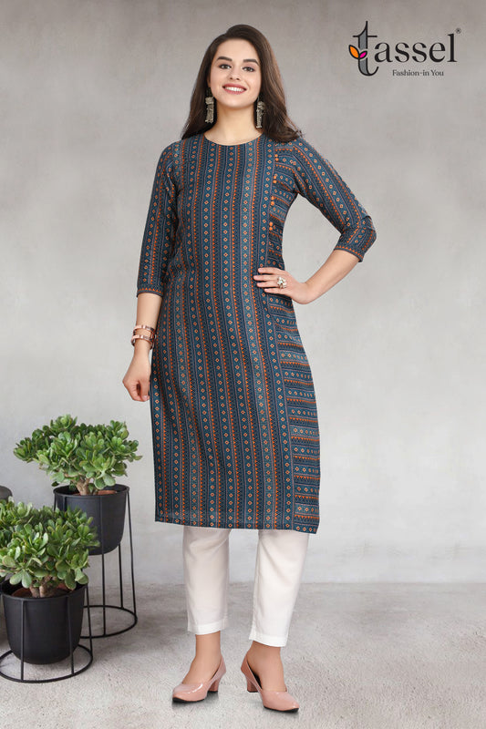 Blue boho Stripes Kurti