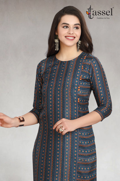 Blue boho Stripes Kurti