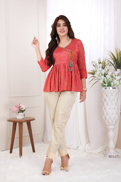 Bandhani Angrakha Tunic