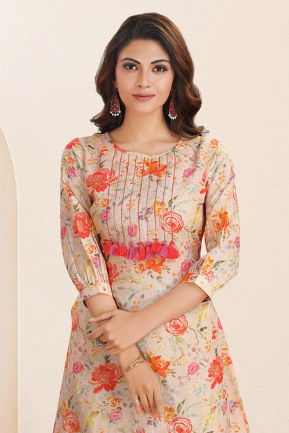 Naarangi Floral Linen Midi Dress