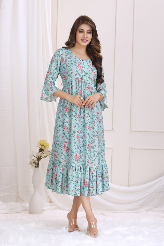 Alia Sky Blue Midi Dress