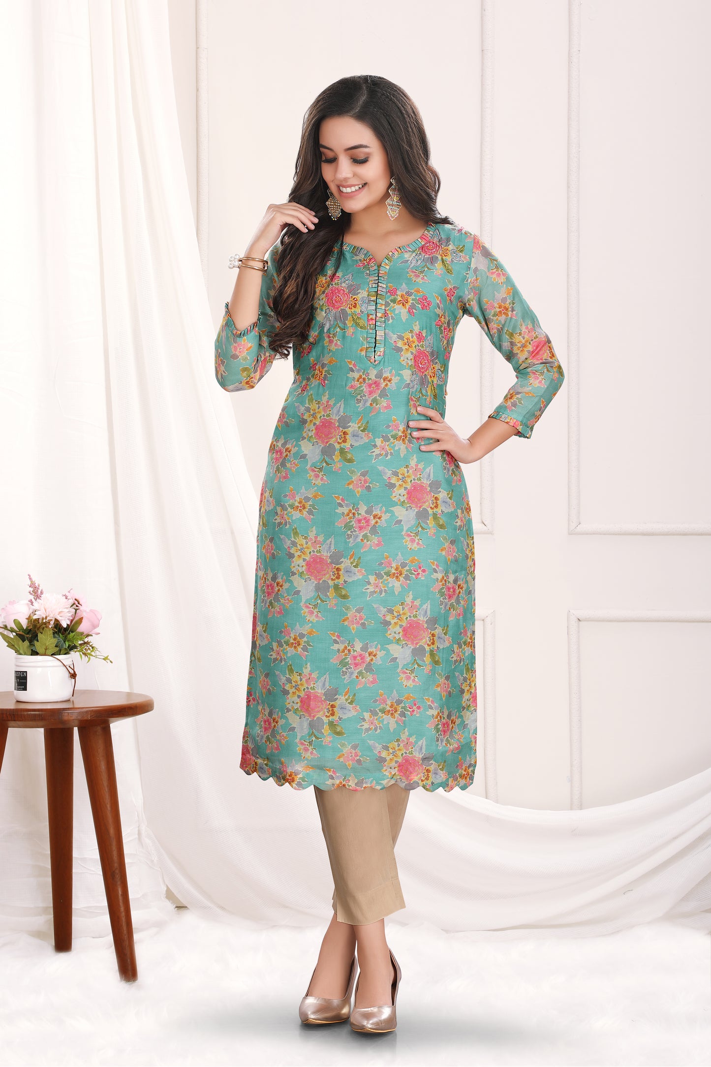 Sea Green Bouquet Kurta Pant