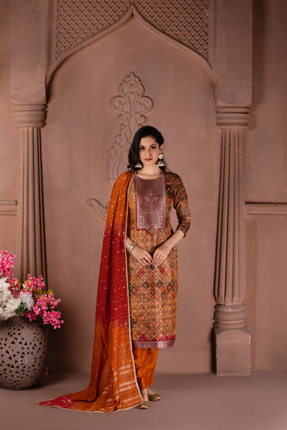 Mustard Jacquard Suit Set