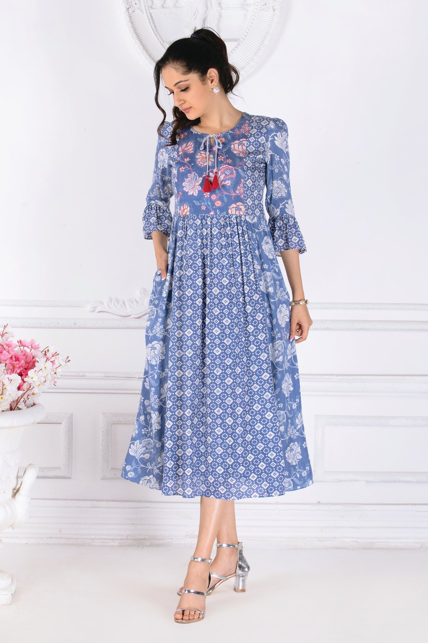 Blue Jaal Midi Dress